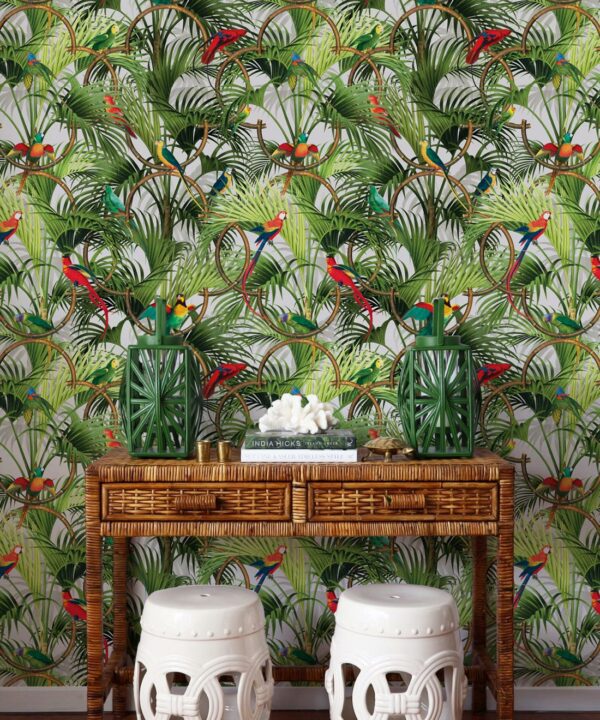 Copacabana Wallpaper • Tropical Bird Wallpaper • Canvas • Insitu