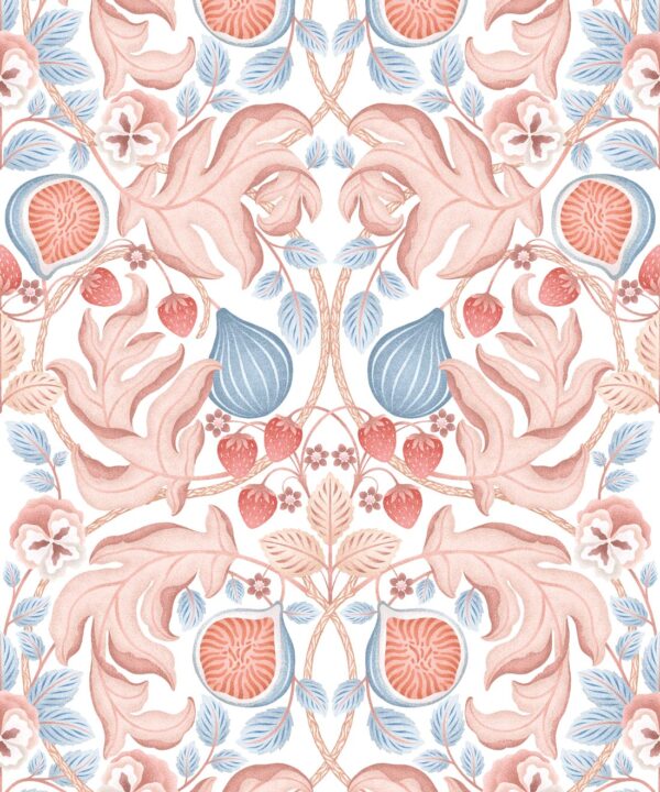 Figs & Strawberries Wallpaper • Botanical Fruit Wallpaper • Light • Swatch