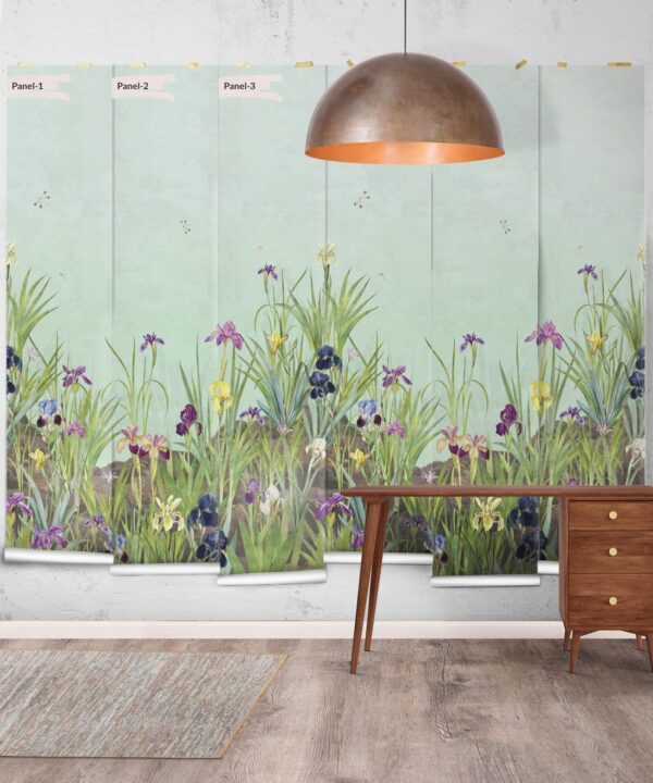 Iris Garden Mural • Blue • Panels