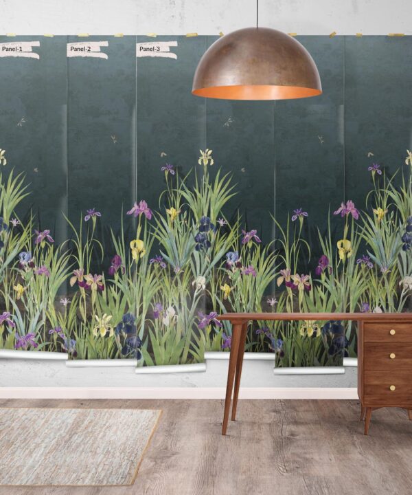 Iris Garden Mural • Navy • Swatch