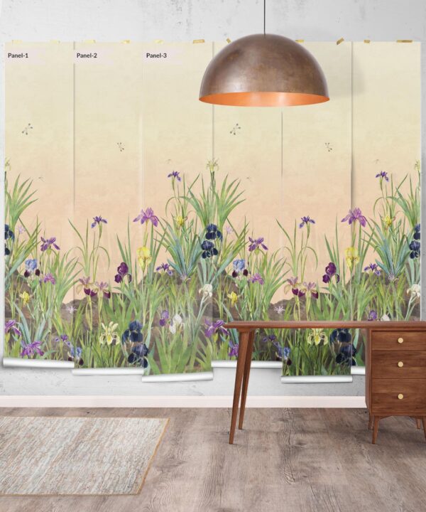 Iris Garden Mural • Pink • Panels