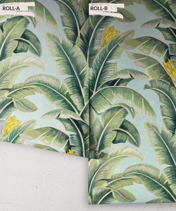 The Great Shalimar • Banana Leaf Wallpaper • Blue • Rolls