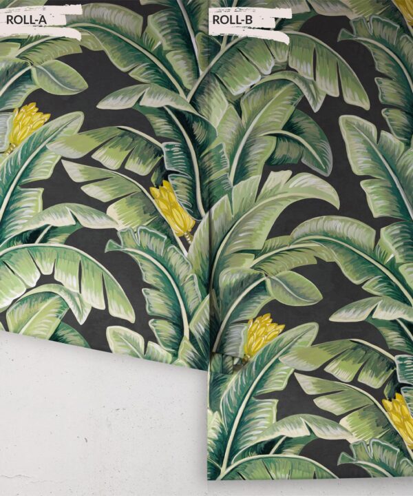 The Great Shalimar • Banana Leaf Wallpaper • Charcoal • Rolls