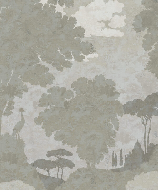 Tuscan Landscape Mural • Italian Wallpaper • Tree Wallpaper • Silhouette Wallpaper • Beige • Swatch