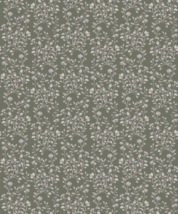 Majoram Wallpaper • Hackney & Co. Herbal Floral • Chalk Green • Swatch