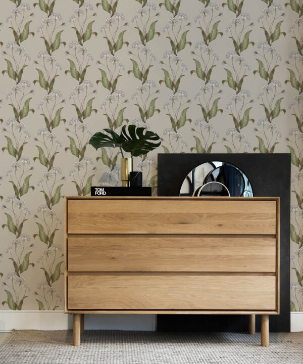 Wild Garlic Wallpaper • Hackney & Co. • French Grey • Insitu