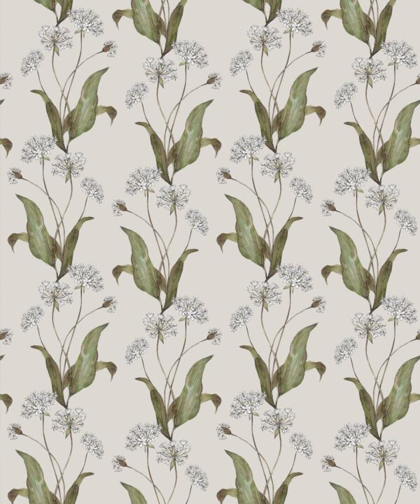 Wild Garlic Wallpaper • Hackney & Co. • Light Stone • Swatch