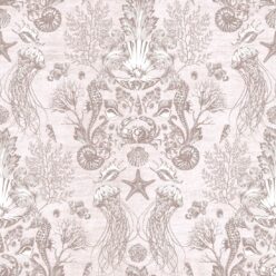 Oceania Damask Wallpaper • Sea Life Wallpaper with Seahorses, Starfish, Jellyfish • Iryna Ruggeri • Sand • Swatch