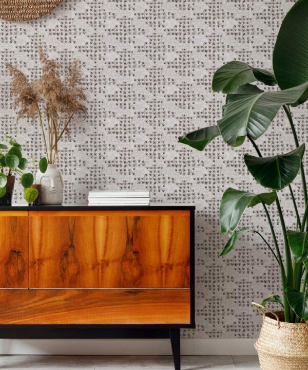 Barre Reversed Wallpaper • Shibori • Char • Insitu
