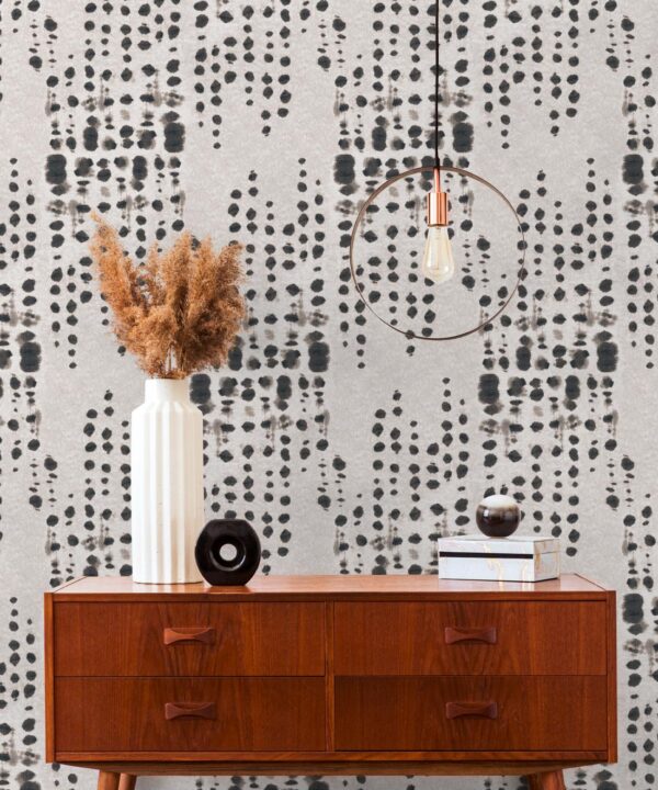 Love Notes Wallpaper • Shibori • Charcoal • Insitu