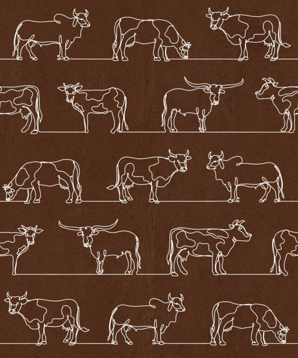 The Herd Wallpaper • Cow, Cattle, Farm Animals • Leather • Swatch