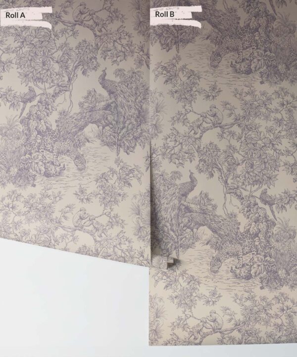 Sinharaja Wallpaper • Vintage Jungle Toile Wallpaper • Tan • Rolls