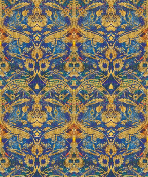 Damask Pomegranate Wallpaper • Lapis • Swatch