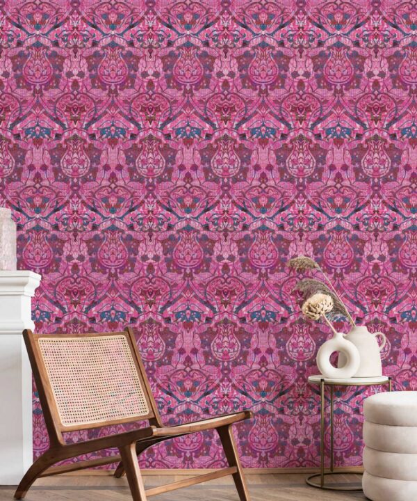 Damask Tulip Wallpaper • Amethyst • Insitu