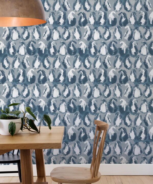 Shibori Paisley Wallpaper • Shibori • Indigo • Insitu