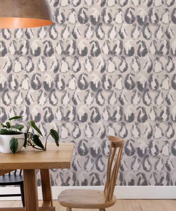 Shibori Paisley Wallpaper • Shibori • Sand • Insitu