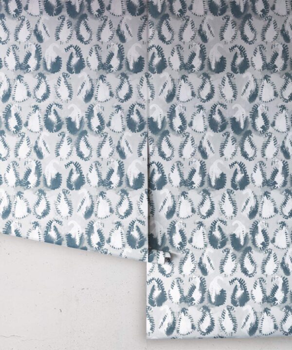 Shibori Paisley Wallpaper • Shibori • Washed Denim • Rolls