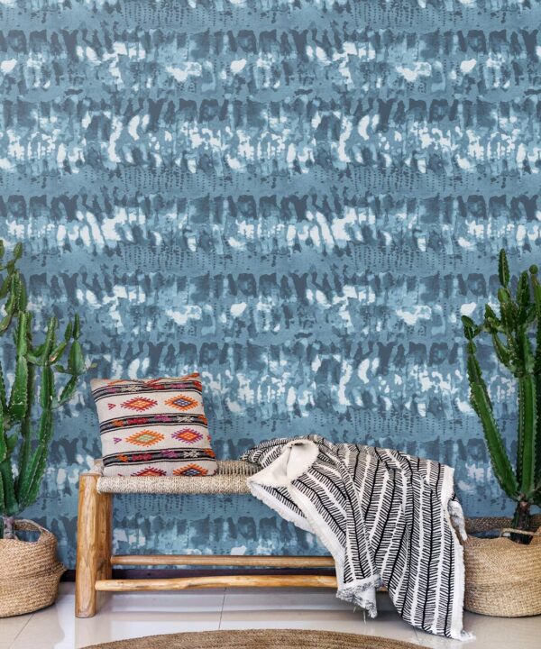 Tae Wallpaper • Shibori • Indigo • Insitu