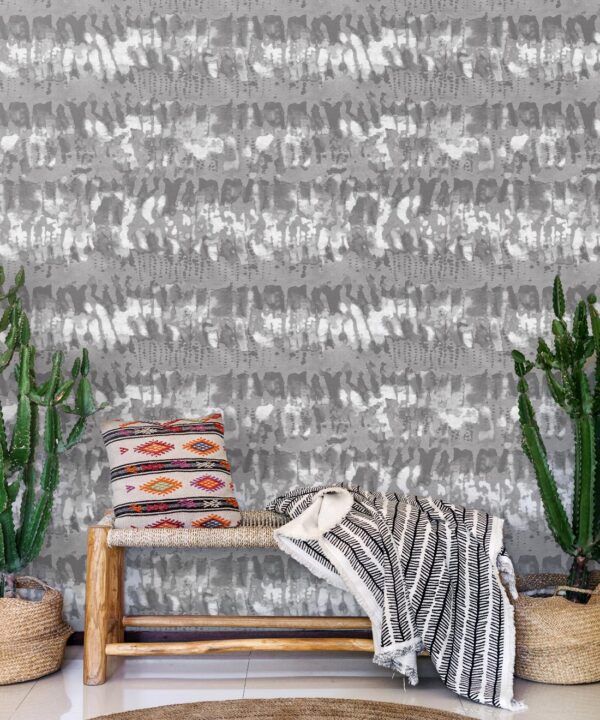 Tae Wallpaper • Shibori • Silver • Insitu