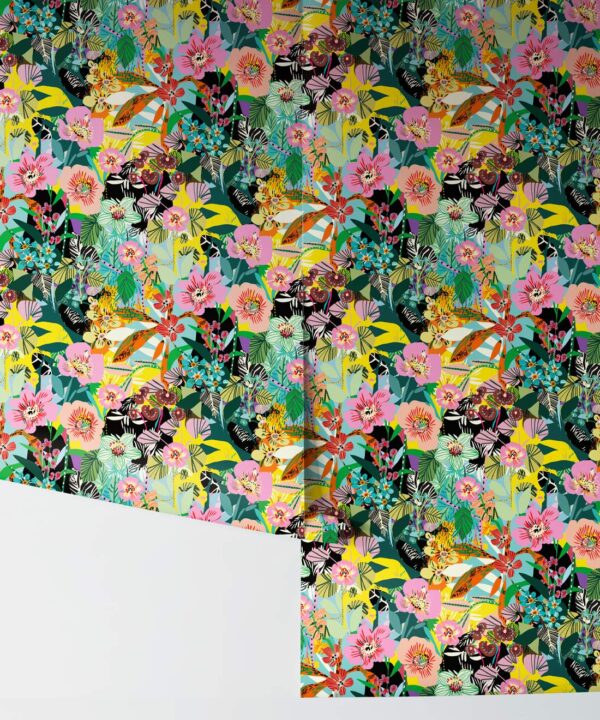 Jardin de Fleurs • Colorful Bold Floral Wallpaper • Kitty McCall • Rolls