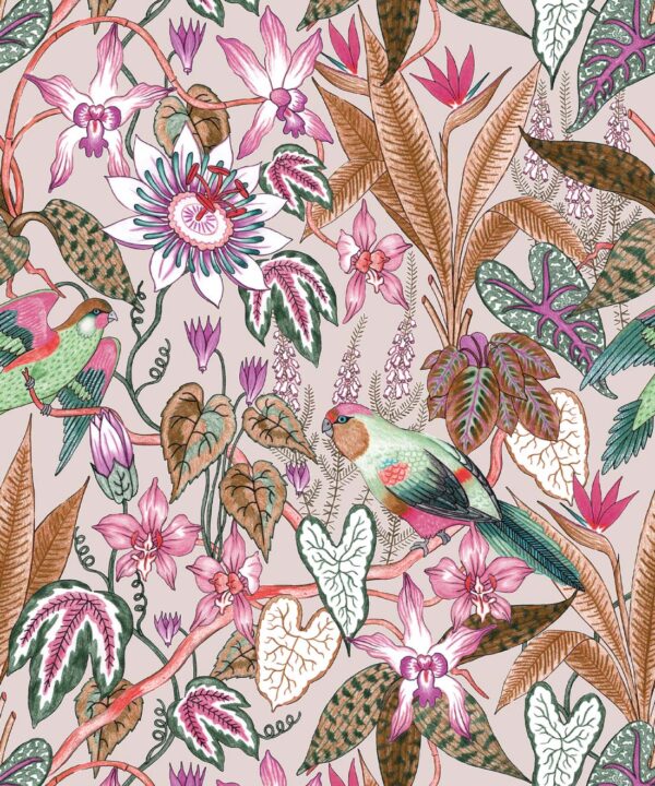 Parrot Jungle Wallpaper • Jacqueline Colley • Oatmeal • Swatch