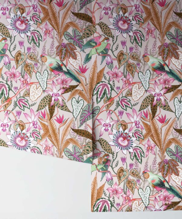 Parrot Jungle Wallpaper • Jacqueline Colley • Oatmeal • Rolls