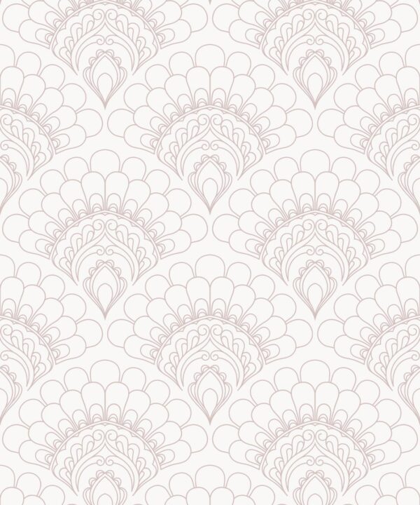 Retro Peacock Wallpaper • Art Deco • Ivory • Swatch