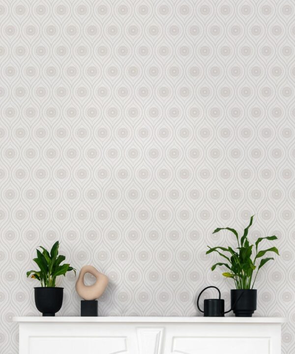 Retro Pop Wallpaper • Geometric • Beige Reverse • Insitu