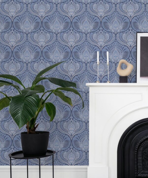 Baroque Fusion Wallpaper • Ornate Luxurious • Blue • Insitu