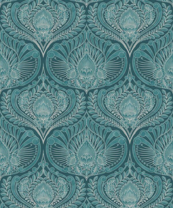 Baroque Fusion Wallpaper • Ornate Luxurious • Teal • Swatch