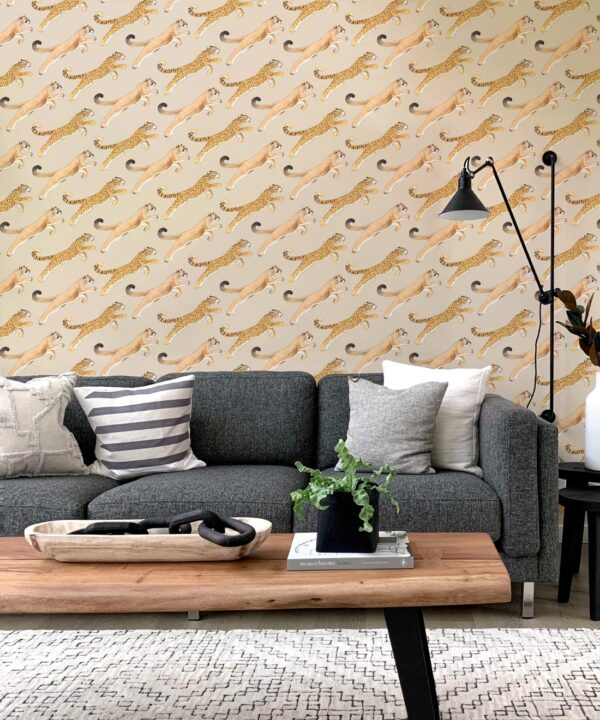 Amazon Big Cat Wallpaper • Jaguars & Pumas • Beige • Insitu