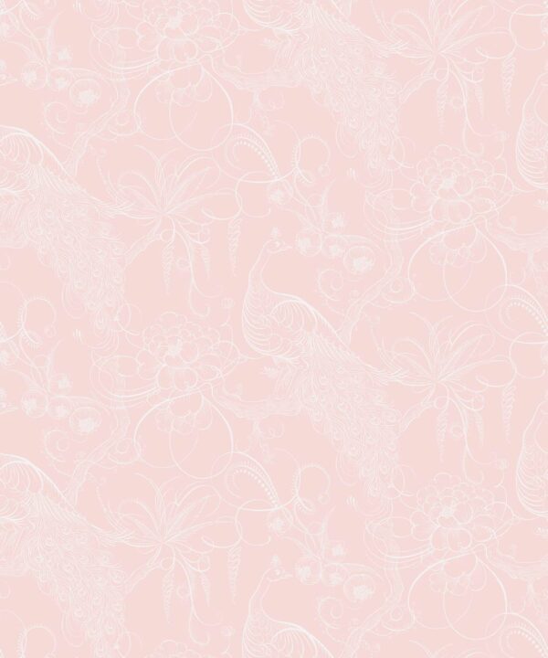 Paradise Wallpaper • Bird Wallpaper • Coral • Swatch