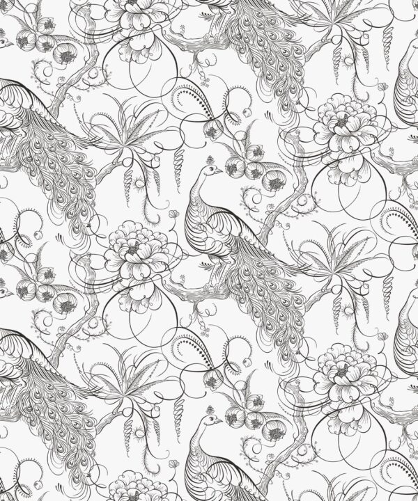 Paradise Wallpaper • Bird Wallpaper • Ink • Swatch