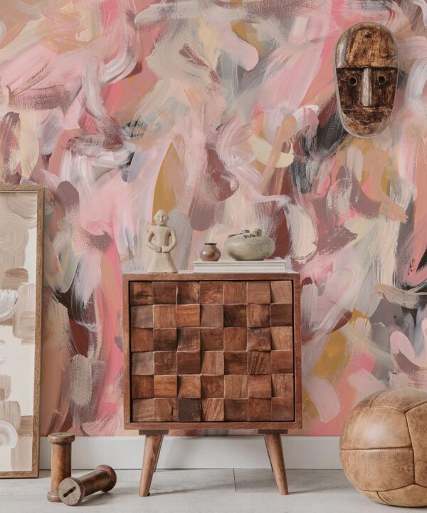 He Said She Said Wallpaper • Tiff Manuell • Colorful Floral Wallpaper • Insitu With table