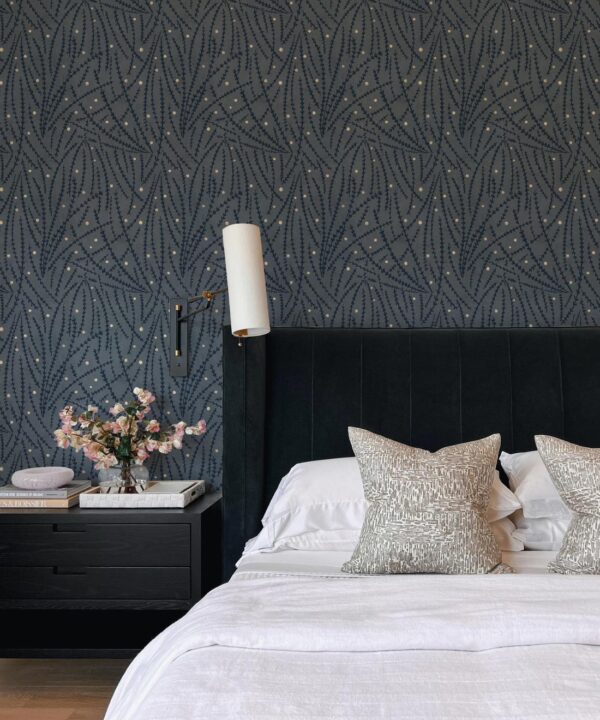 Brush Wallpaper • Floral Wallpaper • Blue • Insitu