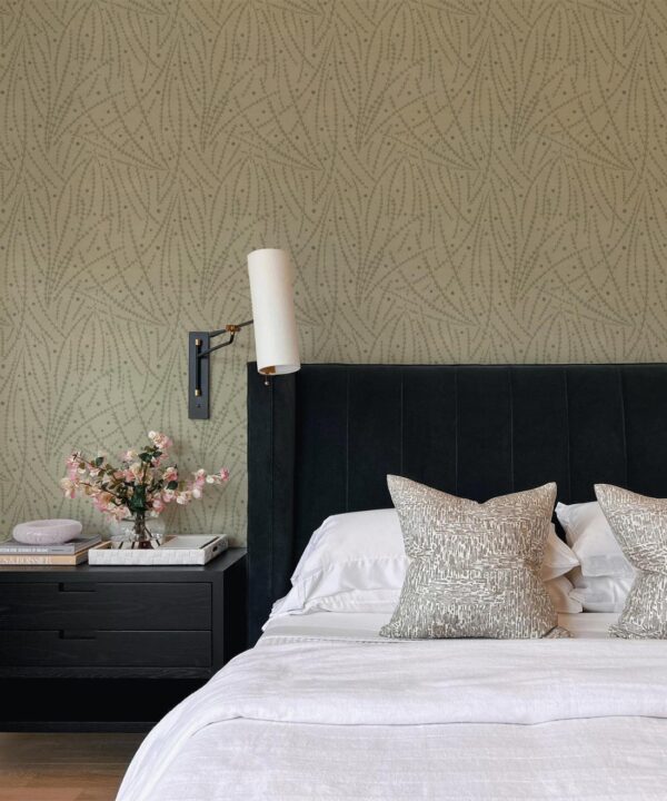 Brush Wallpaper • Floral Wallpaper • Sage • Insitu