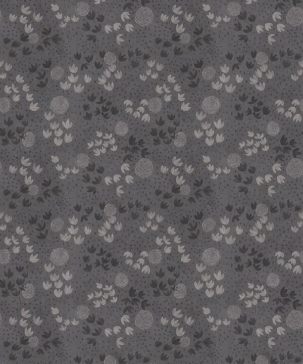 Dainty Wallpaper • Floral Wallpaper • Gray • Swatch