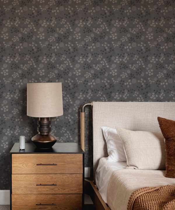 Dainty Wallpaper • Floral Wallpaper • Gray • Insitu