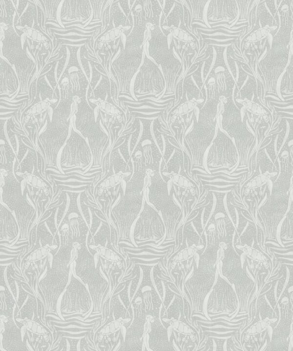 Deep Sea Wallpaper • Floral Wallpaper • Gray • Swatch