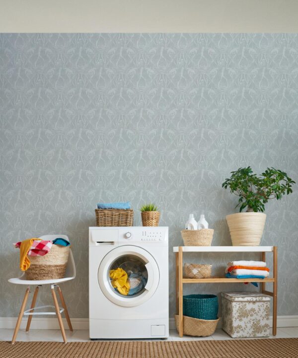 Deep Sea Wallpaper • Floral Wallpaper • Gray • Insitu