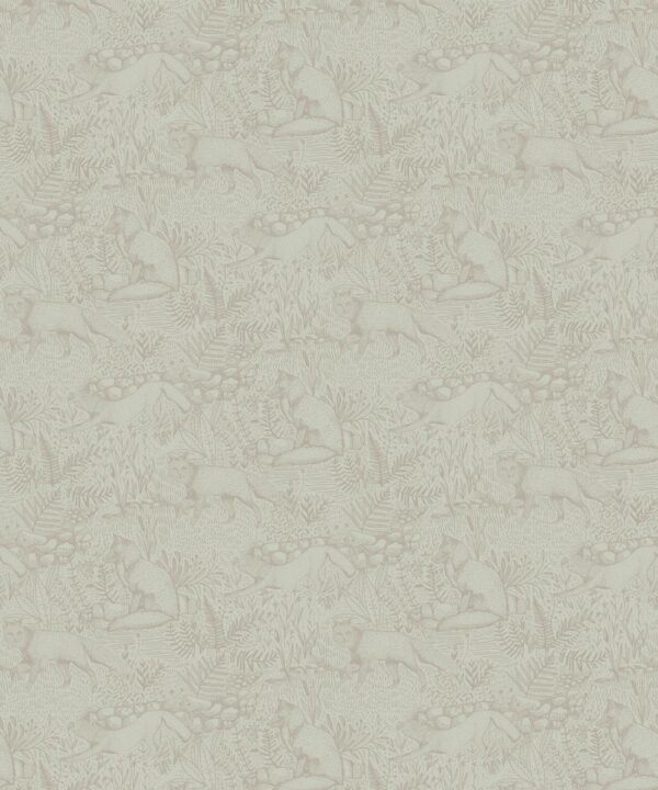 Fox Wallpaper • Animal Wallpaper • Pewter • Swatch