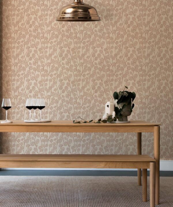 Lunaria Wallpaper • Floral Wallpaper • Nude • Insitu