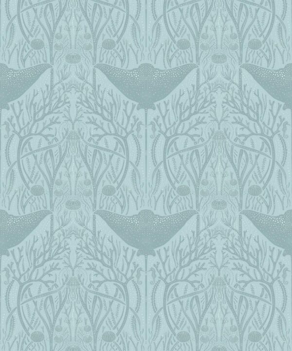 Manta Ray Wallpaper • Floral Wallpaper • Eggshell • Swatch