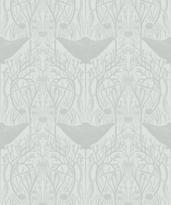 Manta Ray Wallpaper • Floral Wallpaper • Light Gray • Swatch