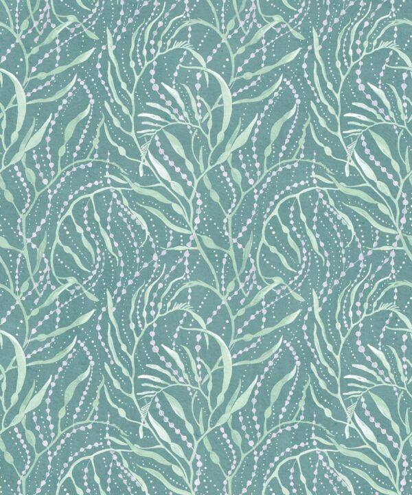 Neptunes Necklace Wallpaper • Floral Wallpaper • Aqua • Swatch