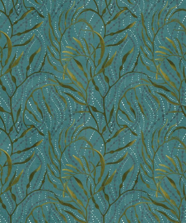 Neptunes Necklace Wallpaper • Floral Wallpaper • Dark Teal • Swatch