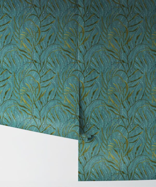 Neptunes Necklace Wallpaper • Floral Wallpaper • Dark Teal • Rolls