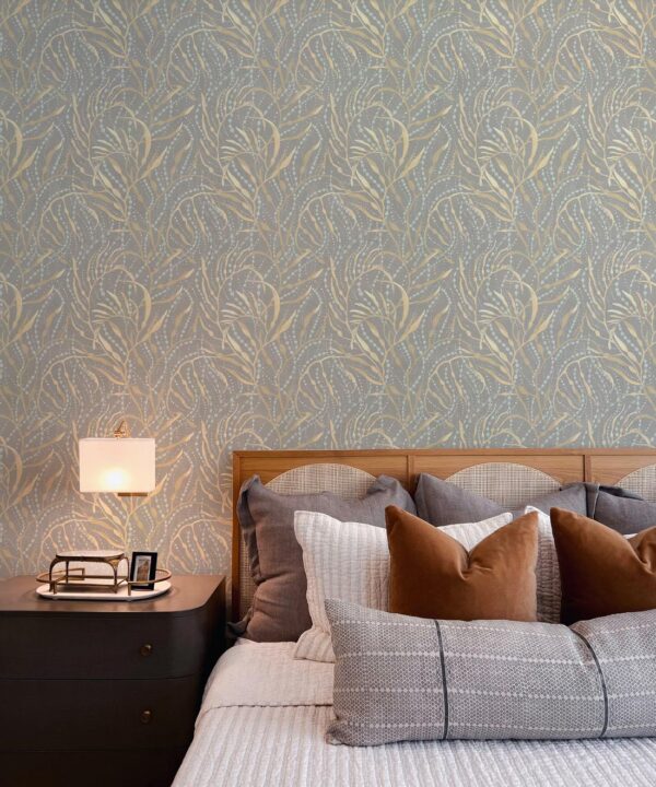 Neptunes Necklace Wallpaper • Floral Wallpaper • Gray • Insitu