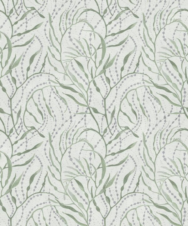 Neptunes Necklace Wallpaper • Floral Wallpaper • Light Green • Swatch