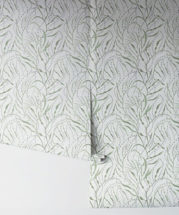 Neptunes Necklace Wallpaper • Floral Wallpaper • Light Green • Rolls